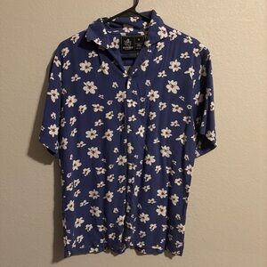 Rugby University Blue and White Floral Shirt
